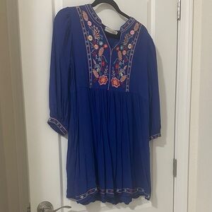 Solitaire Royal Blue Embroidered Tunic Top